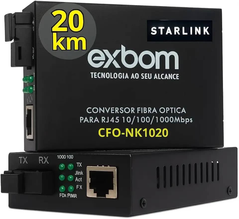 Par Conversor Mídia Fibra Óptica 20km A+b Gigabit Rj45 1gb