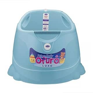 Banheira Ofurô Infantil Grande Prime Baby 1 a 6 Anos – Banheira Ergonômica Antiderrapante para Crianças e Bebês até 30Kg com Plugue de Escoamento Rápido (Azul)