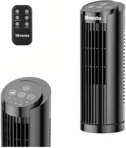 Hivento Ventilador Torre, 3 Velocidades, Oscilação Automática 70°, Controle Remoto e Toque, Temporizador 7,5h, Ventilador de Mesa/Domést