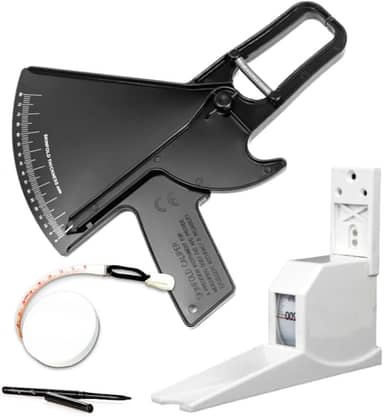 Adipômetro Plicômetro Clínico + Trena corporal + Lápis de marcação + Estadiômetro