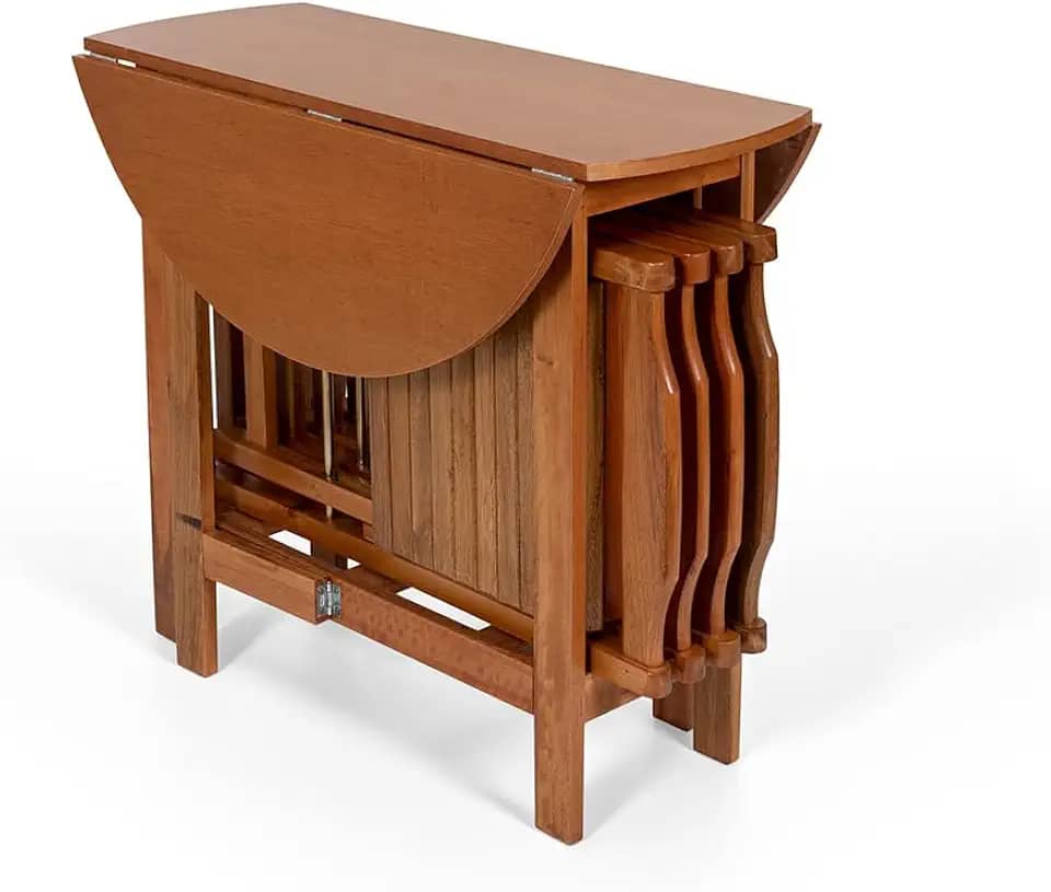 Conjunto Prático Dobrável Mesa 4 Cadeiras Redondo Mel Bar