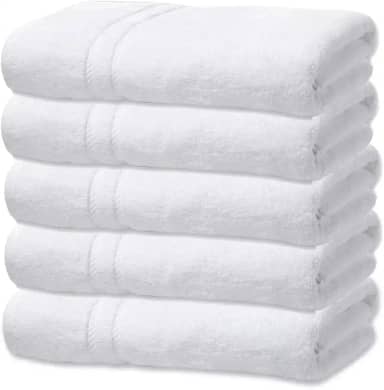 Kit 6 Toalhas de Rosto Branca Hotel Macia Felpuda - Prata - Costura Dupla Reforçada (Branco Off White)