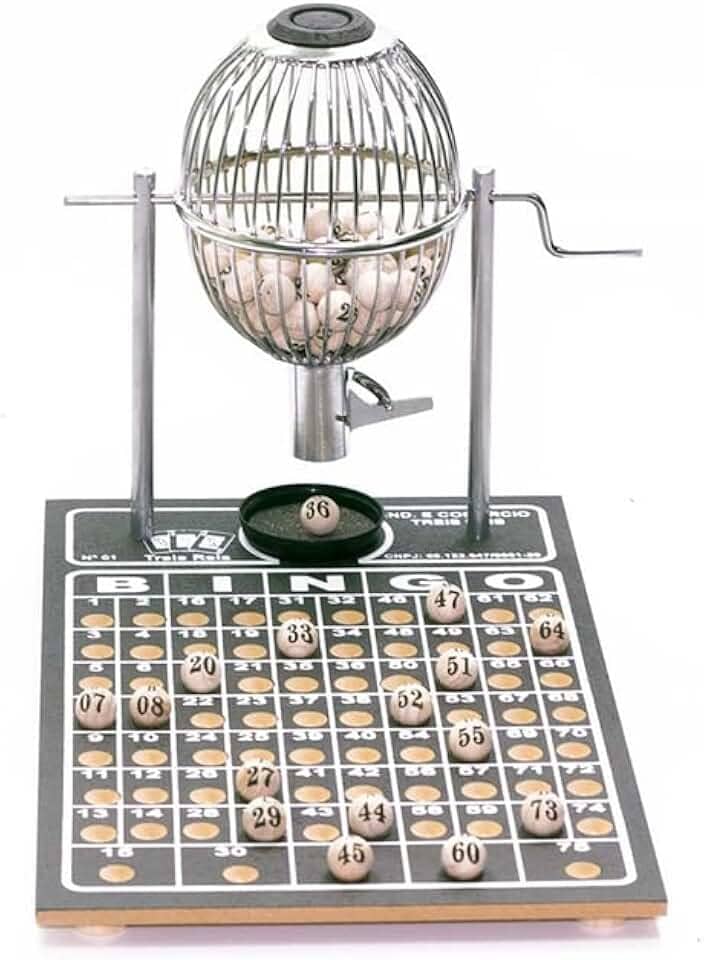 Jogo de Bingo Cromado Nº 1 - 75 Pedras, 300 Cartelas