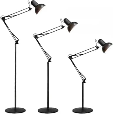 AMOREJA - Luminária De Piso Articulada 1,9 m. Abajur de Chão Moderna, Elegante, Minimalista (Preta)