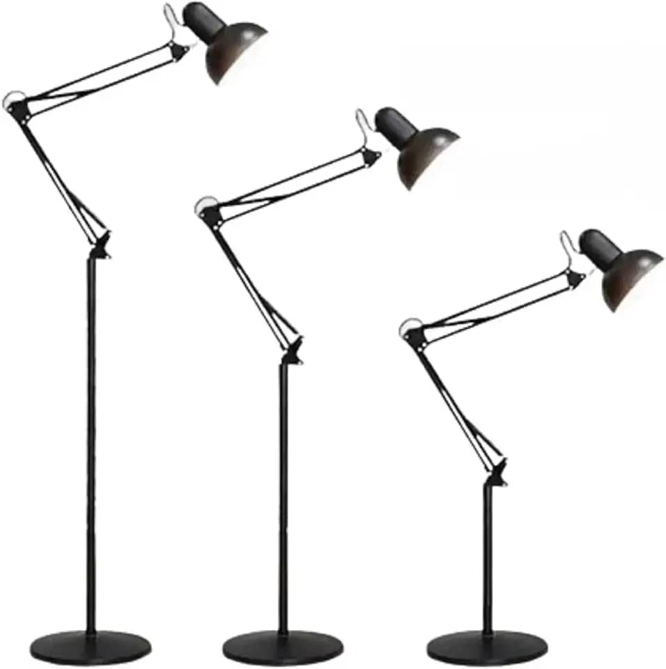 AMOREJA - Luminária De Piso Articulada 1,9 m. Abajur de Chão Moderna, Elegante, Minimalista (Preta)