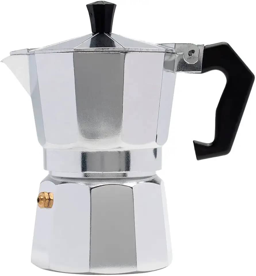 Mimo Style Cafeteira Italiana Moka de Alumínio Com Alça Café Expresso Para 3 Cafezinhos, Capacidade 150 ml, Feita de Materiais Leves e de Ideal Para sua Cozinha, Express Coffee