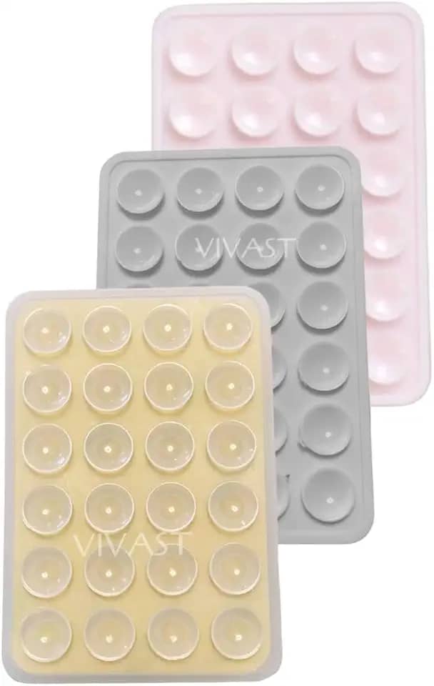 KIT 3 Suporte Capinha Premium, Adesivo com Ventosa de Capa Telefone, Suporte Celular Silicone Iphone - Cinza, Rosa Claro e Transparente