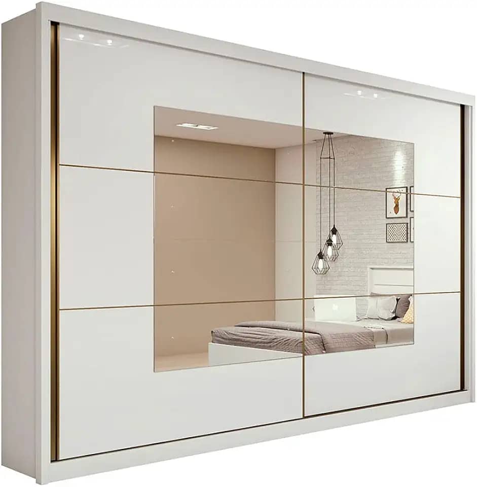 LOPAS Guarda-Roupa Casal com Espelho Toronto 2 PT Branco