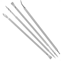 Kit com 4 Diversos Cutícula - Espátula, Denencravador, Bastão e Espátula Mista - Isis Cutelaria Pro Inox Silicone Transparente