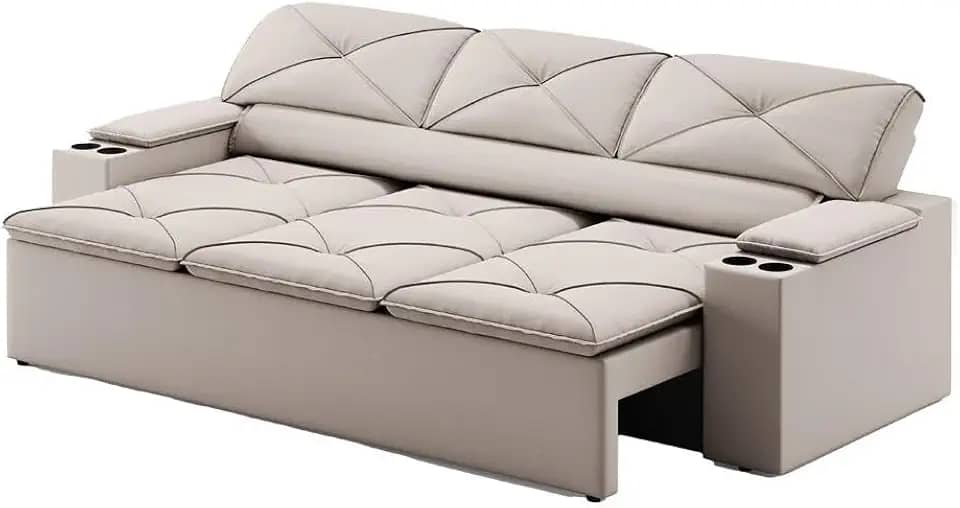 Sofá 3 Lugares Retrátil e Reclinável Pop 2,05m Areia