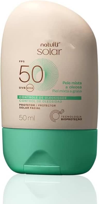 Protetor Solar Facial Pele Mista a Oleosa FPS 50 Natura Solar