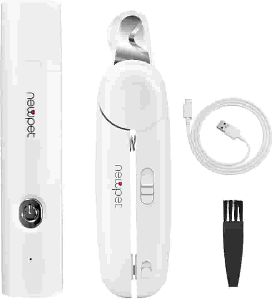 Triturador e Cortador de Unhas para Cães - Aparador de Unhas Elétrico Recarregável de 3 Velocidades com Luz de LED e Kit de Limpeza Super Silencioso para Patas