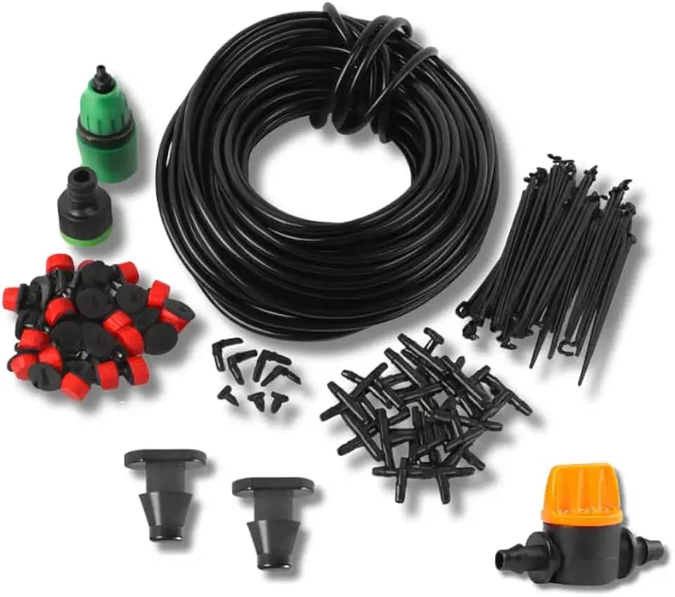 Kit Irrigação Gotejamento para 24 Vasos | Microtubo Completo com 20m de Mangueira + 24 Gotejadores Reguláveis | Ideal para Hortas, Canteiros e Jardins Verticais