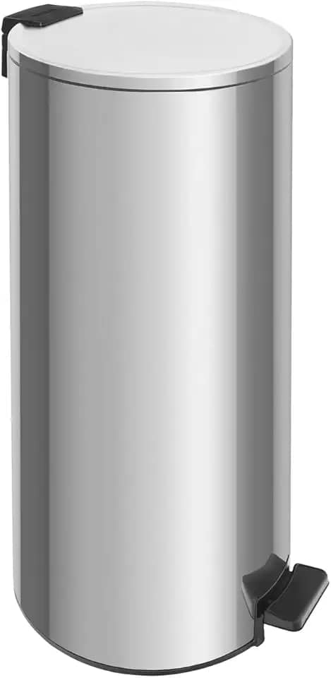 Lixeira com Pedal Tramontina Loop em Aço Inox com Acabamento Polido e Balde Interno 30 L