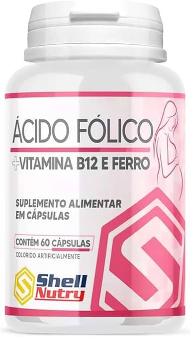 Ácido Fólico, Vitamina B12, Ferro C/ 60 Cápsulas