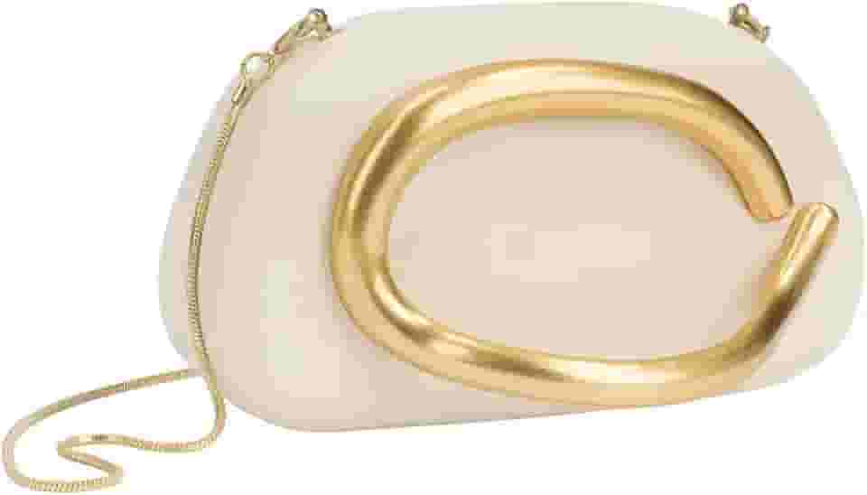 Bolsa Clutch com Detalhe Escultural Dourado – Corrente Fina, Design Moderno e Exclusivo