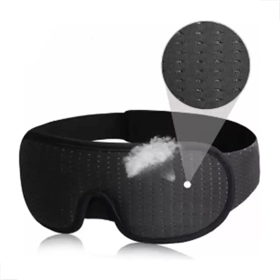 Máscara para dormir 3d confortável que bloqueia 100% luz com espuma respiravél espuma de memória (Preto)
