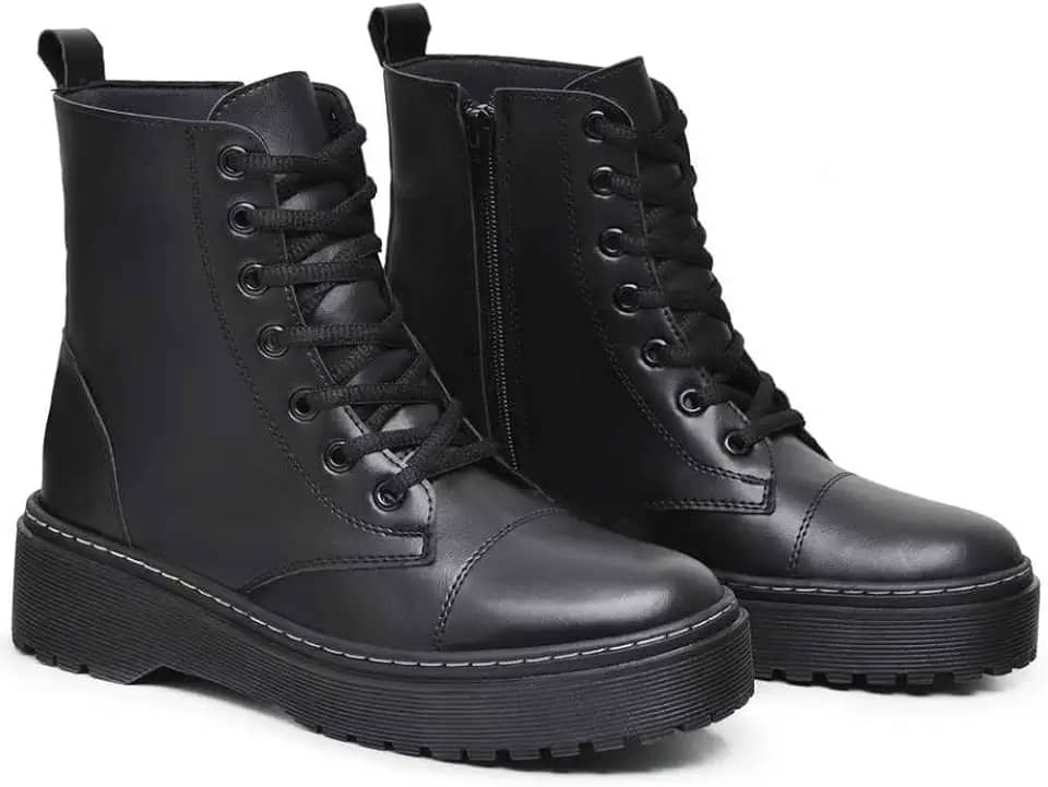 Bota Coturno Ziper Feminina Plataforma Blogueira Confortável Ever Way