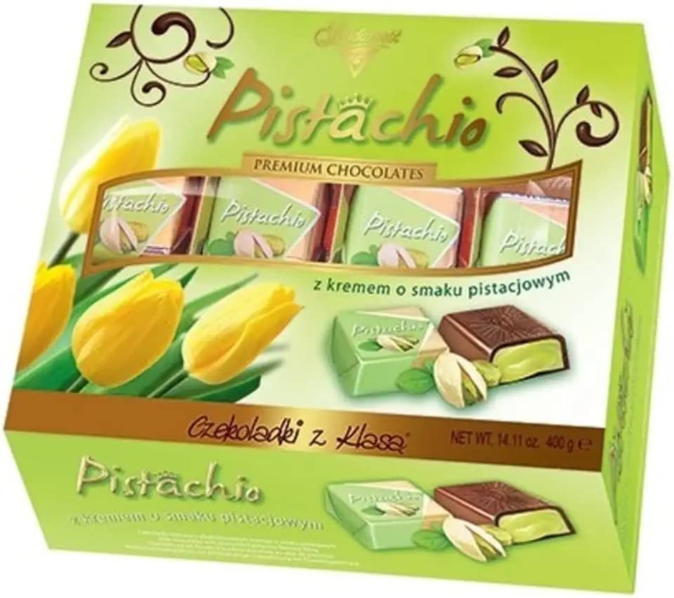 Chocolate Premium Com Pistache - Importado Da Polônia 400g