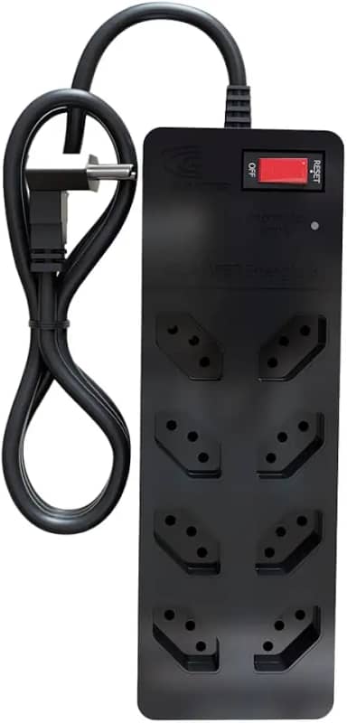 Filtro de Linha iCLAMPER Energia 8 com Proteção contra Surtos Elétricos(DPS) 8 Tomadas, 3 Pinos, 10 Amperes para PC, Notebook, Roteador, Monitor, Impressora, PS5, Alexa e etc, Bivolt, Cabo de 1m Preto
