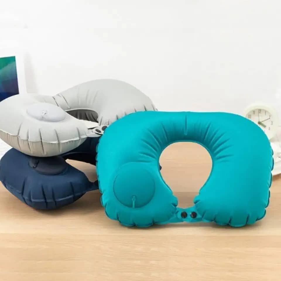 Almofada Travesseiro De Pescoço Viagem Inflável U - Ergonômico, Portátil, Compacto e Confortável Para Avião, Carro, Trem e Ônibus