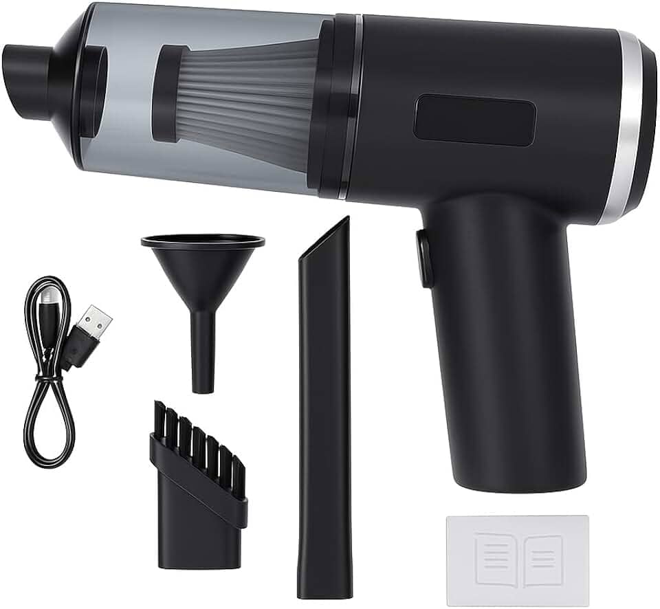 Aspirador de Pó Portátil 2 em 1 6000Pa — Aspirar e Soprar, USB Recarregável, Filtro HEPA Lavável, para Carro, Teclado e Casa