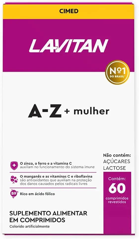 LAVITAN Suplemento Vitamínico - Mineral A-Z Para Mulher Rosa Lavitan 60 Cápsulas