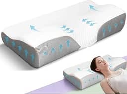 Travesseiro Cervical Ortopédico Coluna Viscoelástico D40 - Com Suporte Ergonômico – Capa Percal 180 Fios 100% Algodão – Hipoalergênico, Anti Ronco