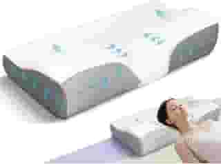 Travesseiro Cervical Ortopédico Coluna Viscoelástico D40 - Com Suporte Ergonômico – Capa Percal 180 Fios 100% Algodão – Hipoalergênico, Anti Ronco