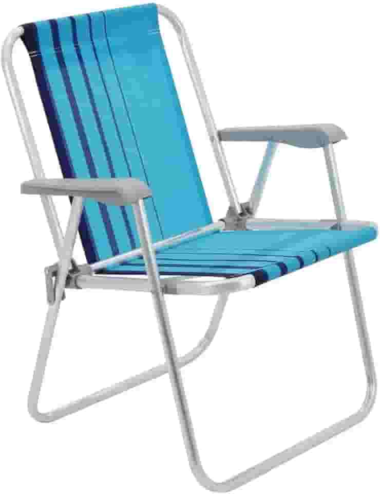 Cadeira de Praia Tramontina Samoa Alta em Alumínio com Assento Azul