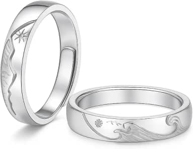 JOALLI Aliança de namoro Presente Feminino Presente Masculino Anel Masculino Prata Anel Prata 925 Feminino Ajustador de Anel de Namoro Aliança Ajustável