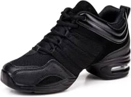 Tênis feminino de malha para as quatro estações ao ar livre, sola macia, jazz, dança moderna