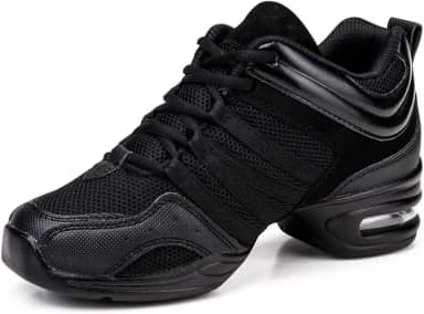 Tênis feminino de malha para as quatro estações ao ar livre, sola macia, jazz, dança moderna