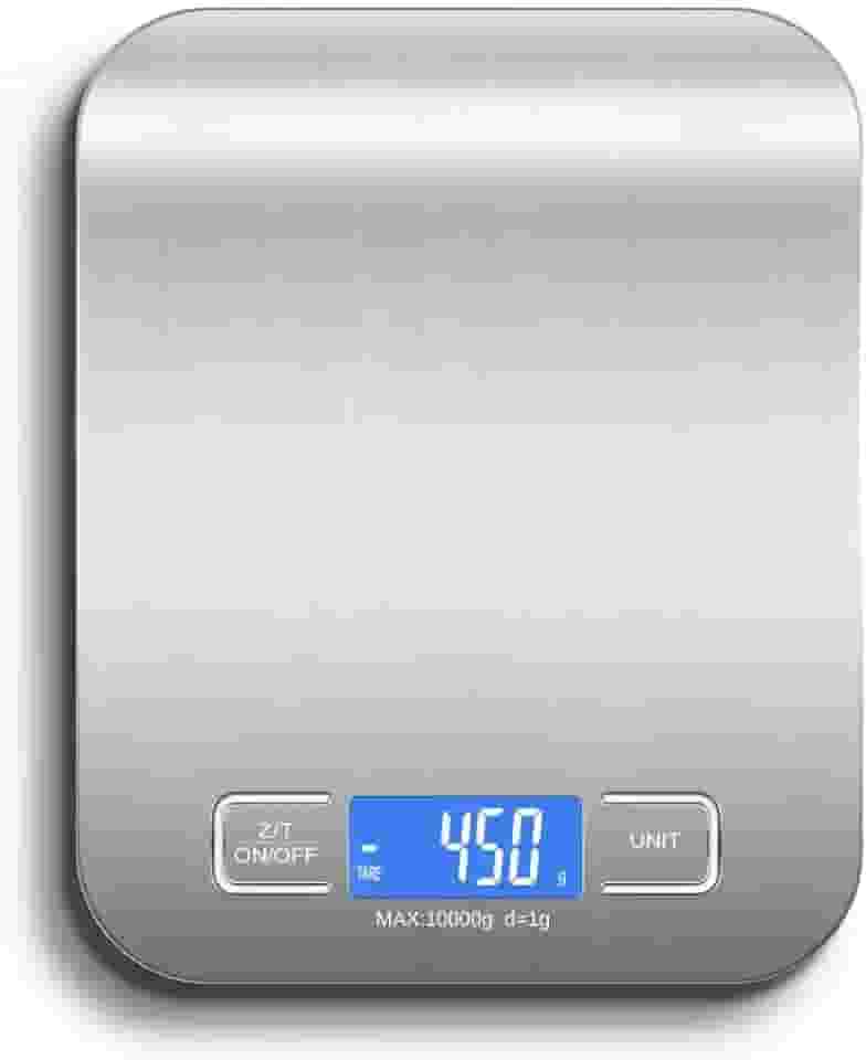 Balança de Cozinha Digital em Inox 10kg – Alta Precisão 1g, Resistente à Água, Base Antiderrapante e Visor LED HD Linha Premium