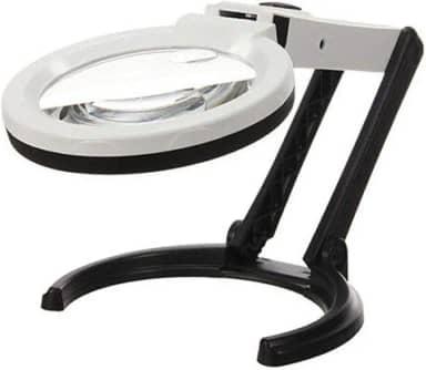 Lupa De Mesa Bancada 10 Leds Lente 120mm pilhas e bivolt CBR03549 - Commerce Brasil