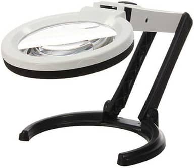 Lupa De Mesa Bancada 10 Leds Lente 120mm pilhas e bivolt CBR03549 - Commerce Brasil