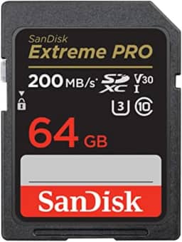 SanDisk Cartão de memória 64GB Extreme PRO SDXC UHS-I - C10, U3, V30, 4K UHD, cartão SD - SDSDXXU-064G-GN4IN, Cinza escuro/preto