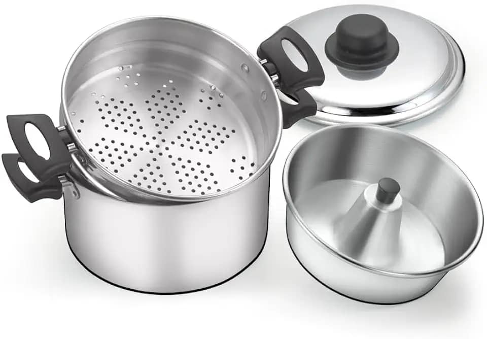 Panela 3 Em 1 Banho Maria Forma Pudim Vapor Polido N20