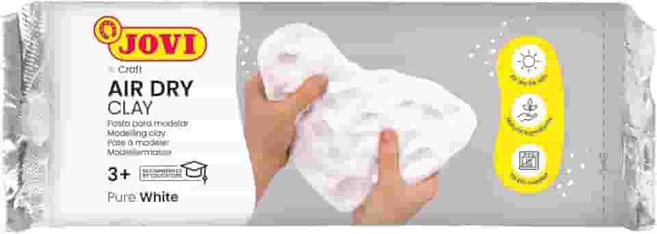 Jovi Argila de modelagem Air-Dry; 450 g. Branca, não mancha, perfeita para projetos de artes e artesanato