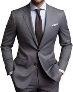 Terno Slim Masculino Italiano Executivo - Calça e Blazer (BR, Numérico, 46, Regular, Regular, Cinza)