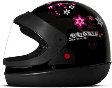 CAPACETE FECHADO PRO TORK SPORT MOTO FOR GIRLS PRETO TAM. 56
