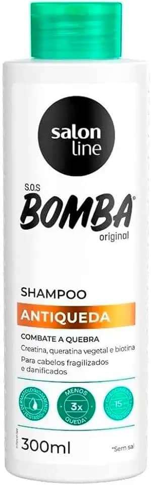Salon Line, Shampoo, SOS Bomba, Antiqueda, Combate a Queda, Vegano - Todos os Tipos de Cabelos, 300 ml