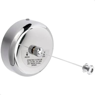 Varal de Parede Retrátil em Aço Inox Com Corda Nylon Recolhivel Extensível Cromado Lavanderia Casa Apartamento Varanda Roupa Prático Discreto - SHACK