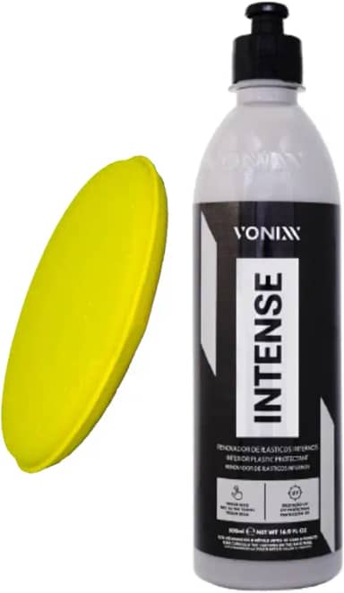 Renovador de Plásticos Internos Intense 500ml Vonixx + Aplicador + Aplicador de Espuma. Kit pra revitalização de painéis automotivo