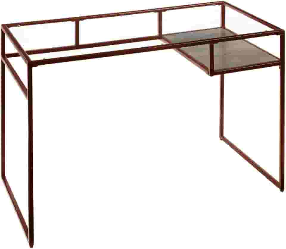 Mesa de computador de vidro com armazenamento para quarto vermelho e vidro 122 cm C x 61 cm L x 78 cm A