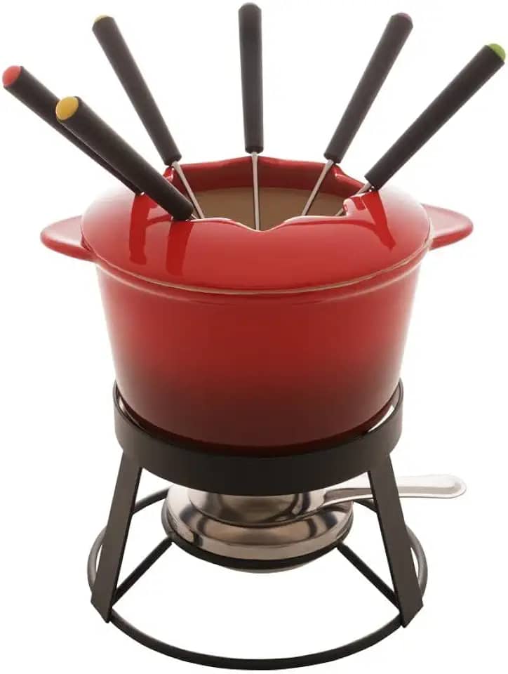 Fondue de Cerâmica Vermelho 1L 10PÇS
