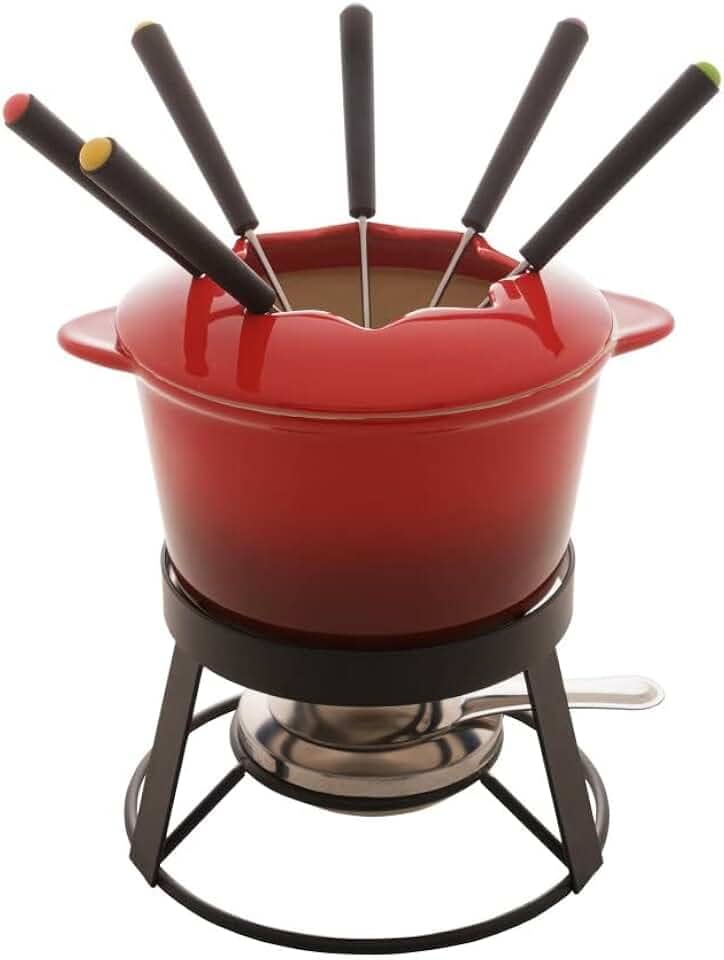 Fondue de Cerâmica Vermelho 1L 10PÇS