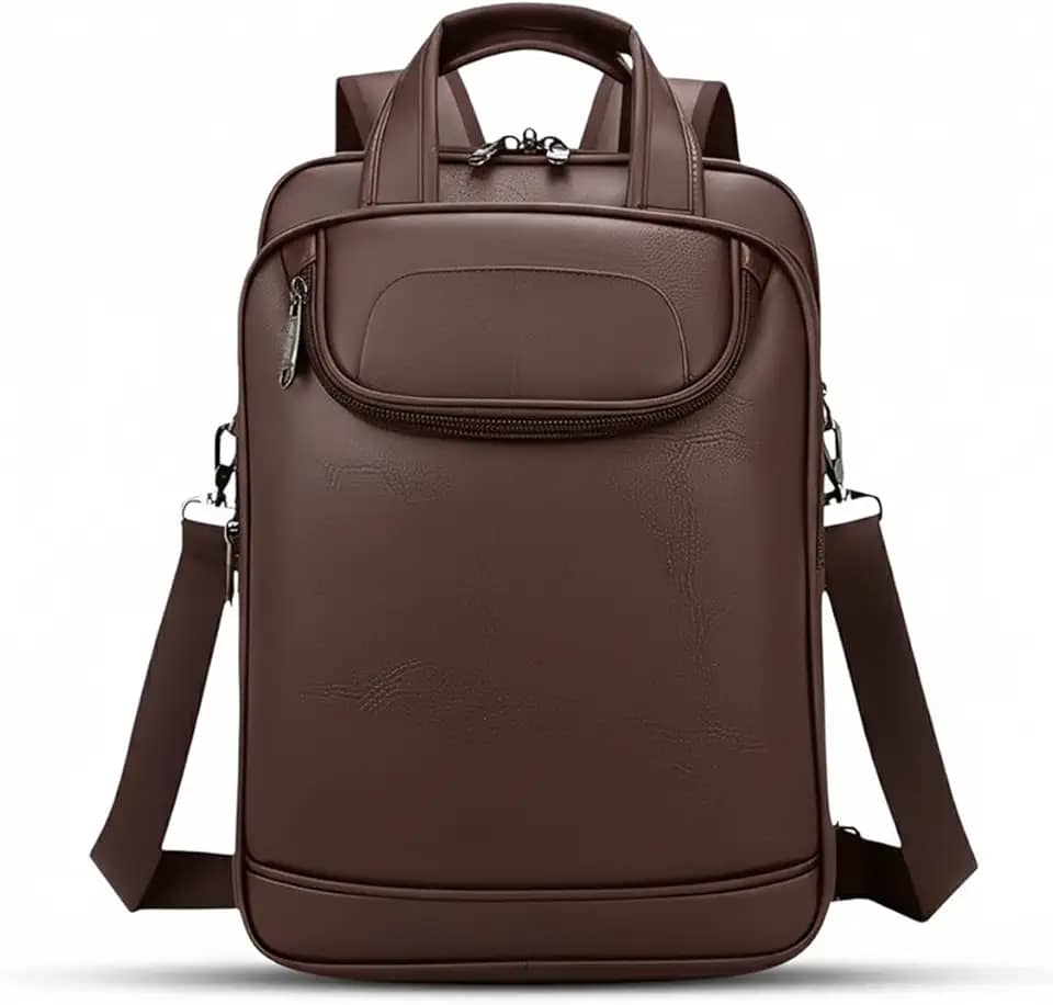 Mochila Couro Reforçada Executiva Grande Mochila para Notebook Trabalho Viagem Escola com Cabo de Aço Impermeável