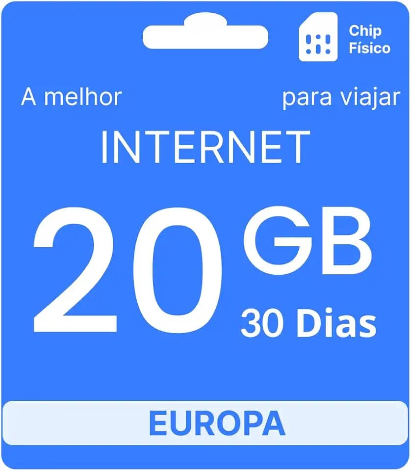 Chip Internacional Europa 20GB - 30 Dias - simfinity