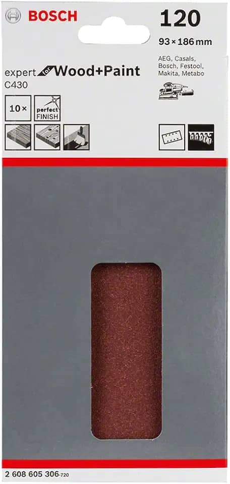 Bosch Folha de Lixa Expert for Wood&Paint; 93x186mm G12